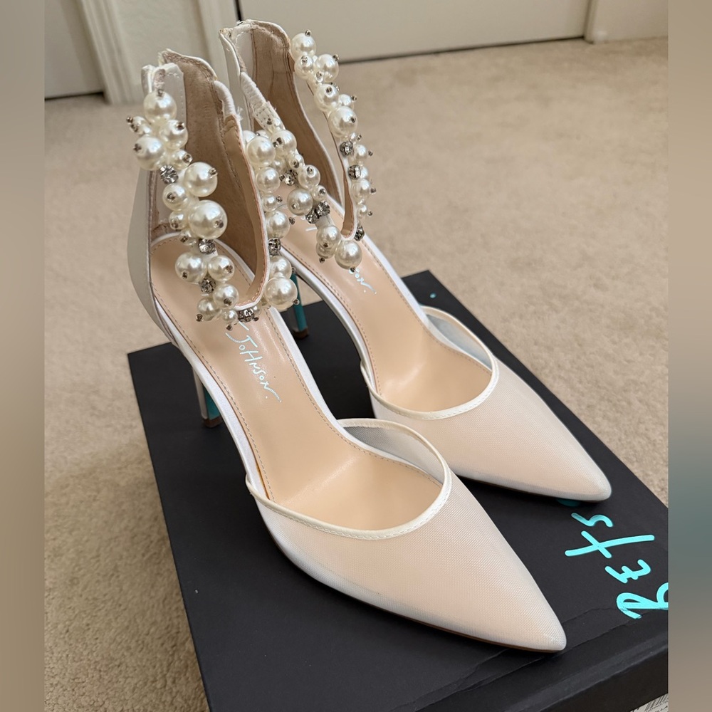 Betsey Johnson Pearl Ankle Strap Pumps